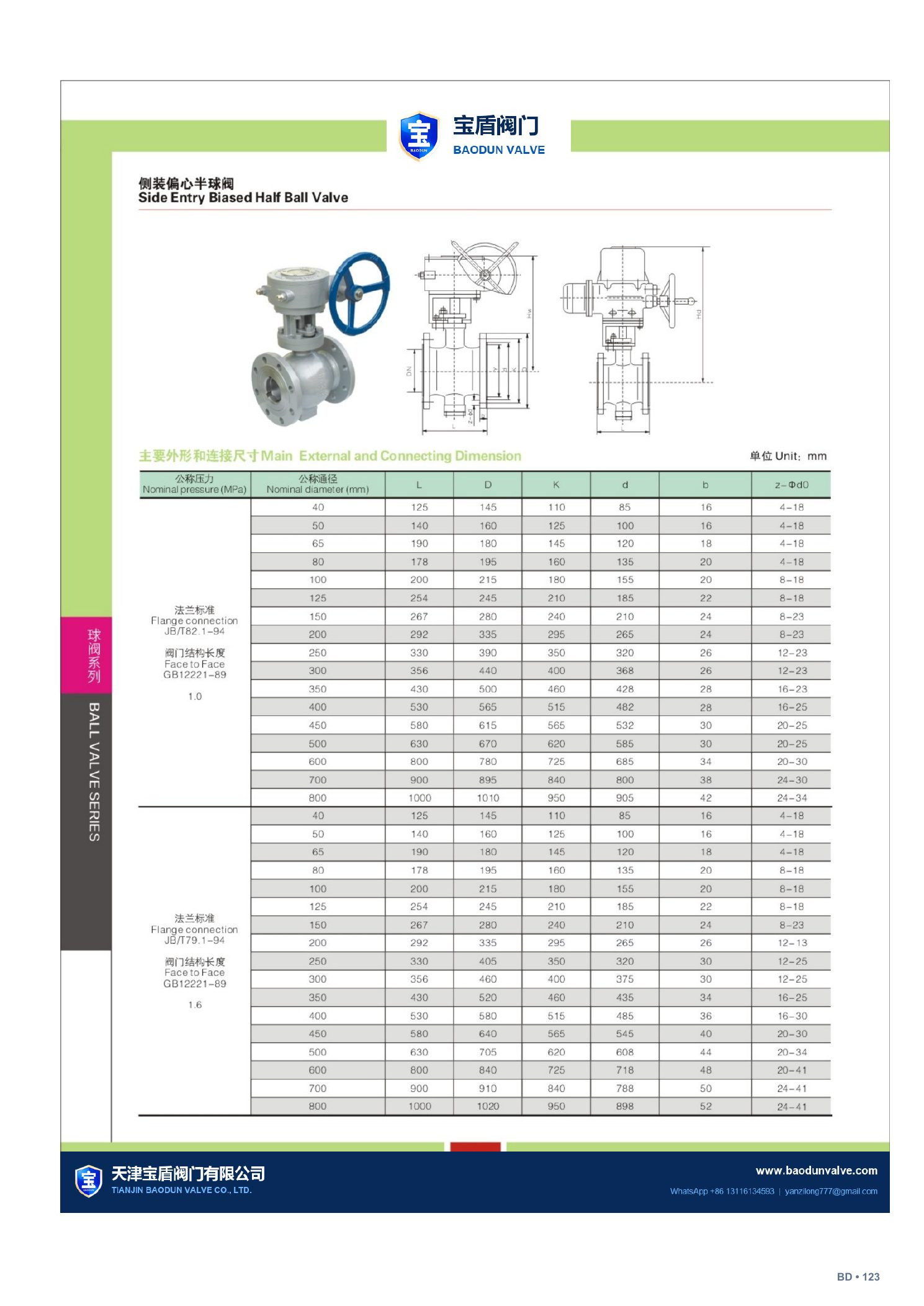 Side-Entry Eccentric Half Ball Valve technical sheet page 123