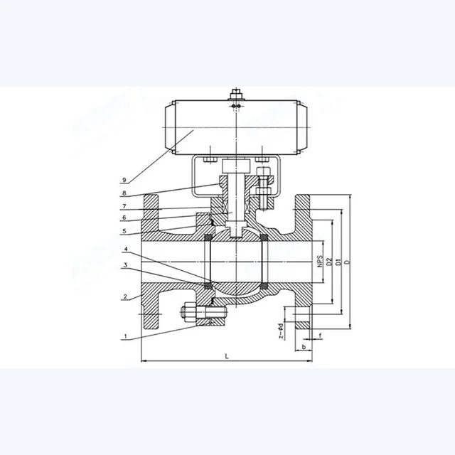 Q641F-16P Ball Valve technical drawing