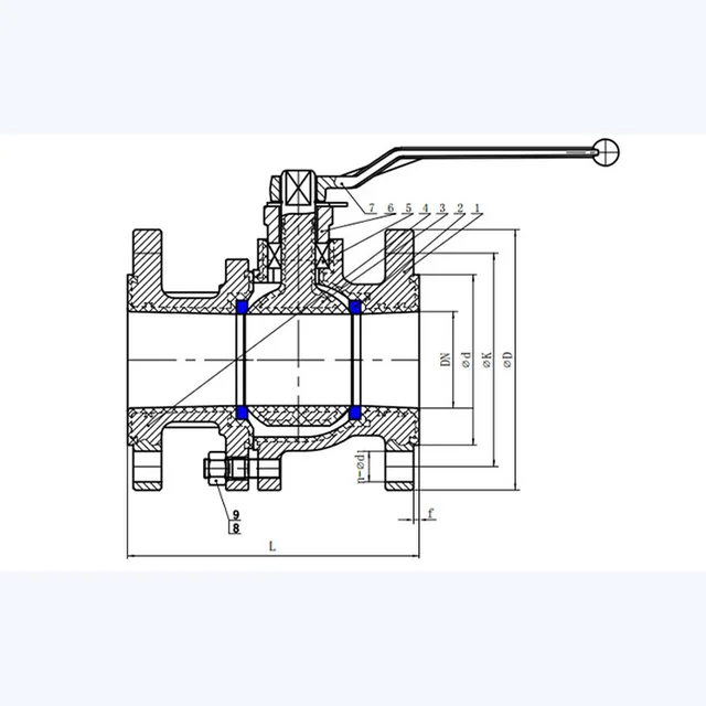 Q41F46-16C Ball Valve technical drawing