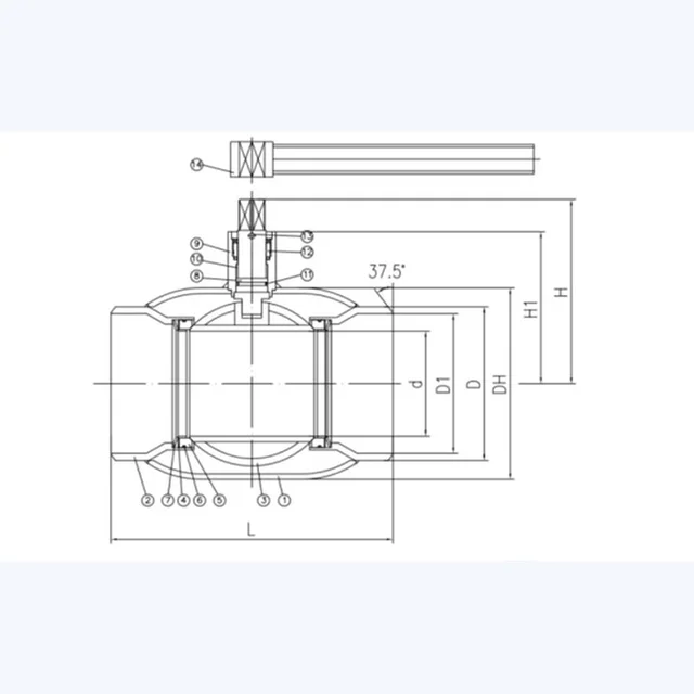 Q61F-25C Ball Valve technical drawing