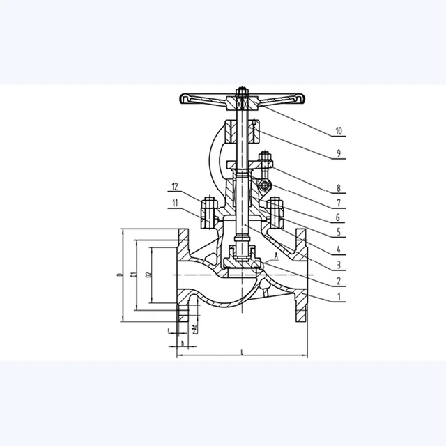 J41W-16P Globe Valve technical drawing