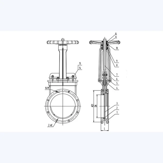 PZ43X-10C Gate Valve technical drawing