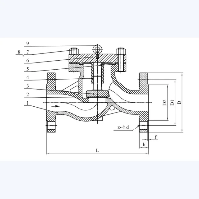H41H-16C Check Valve technical drawing