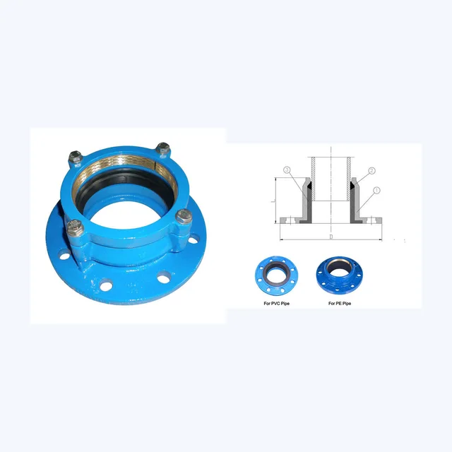Quick Flange Adaptor For PE/PVC Pipe (and DI pipe) technical drawing