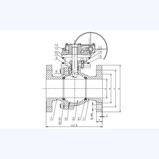 Q341F-16P Ball Valve technical drawing