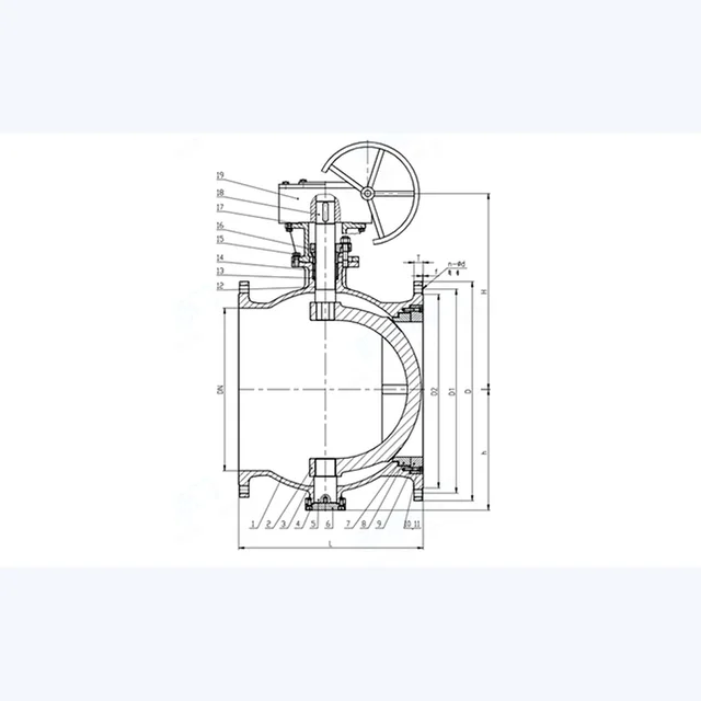 PQ340F Ball Valve technical drawing