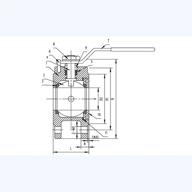 Q71F-16P Ball Valve technical drawing