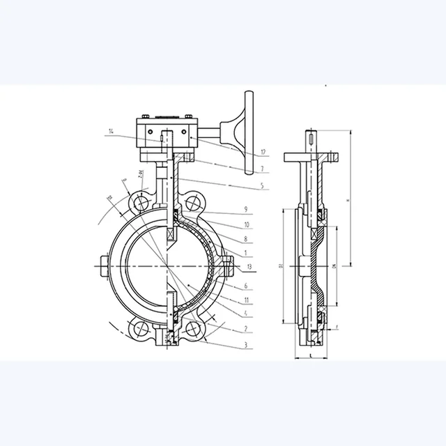 D371F4-16C Butterfly Valve technical drawing