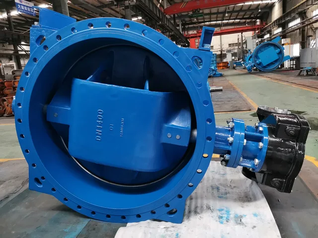 DN1400 worm gear ductile iron flange double offset butterfly valve application view