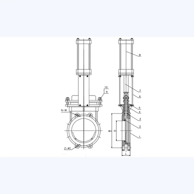 PZ673X-10C Gate Valve technical drawing