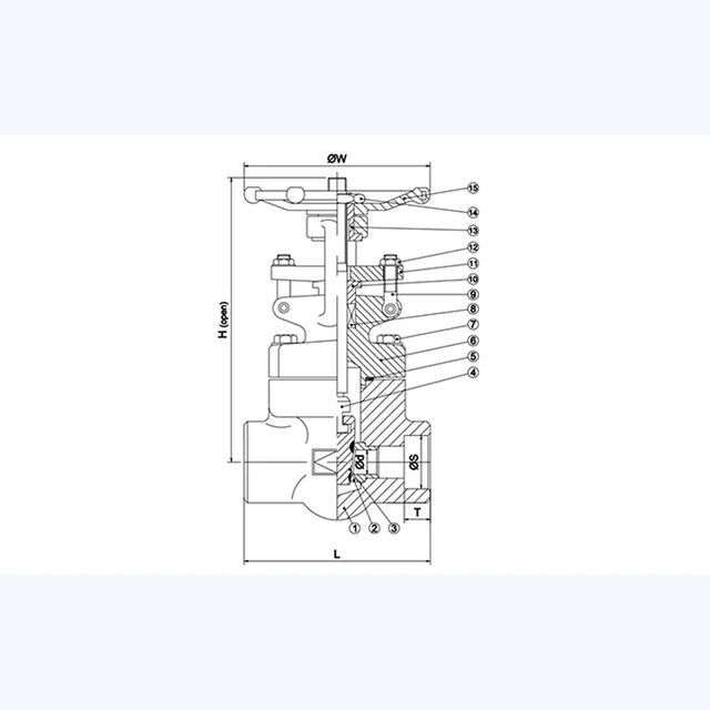 Z61H Gate Valve technical drawing