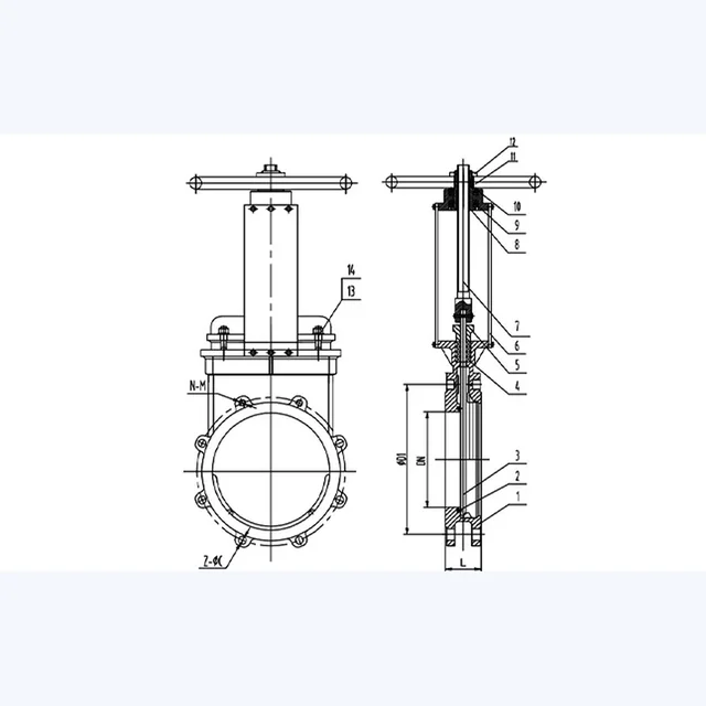 PZ73PU-10C Gate Valve technical drawing