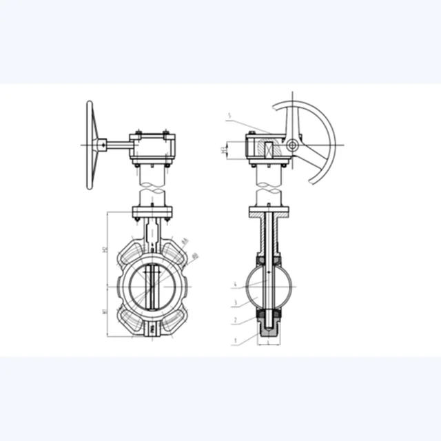 D371X-16Q Butterfly Valve technical drawing