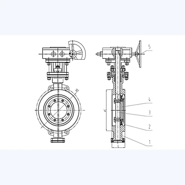 D373W-16P Butterfly Valve technical drawing