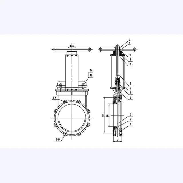 PZ73X-16P Gate Valve technical drawing