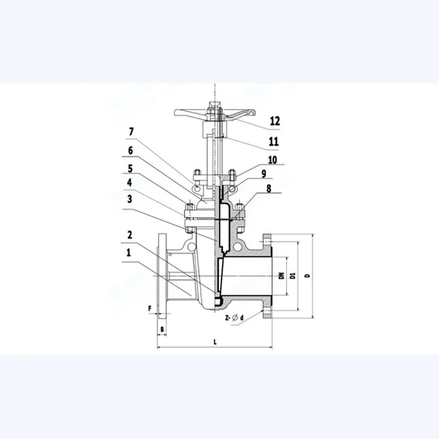 Z41F46-16C Gate Valve technical drawing