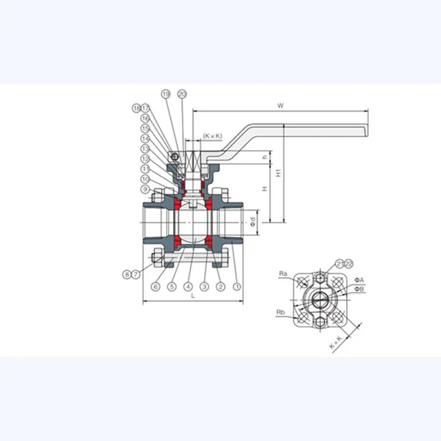 Q11F-16P Ball Valve technical drawing
