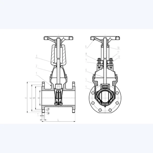 Z41X-16P Gate Valve technical drawing