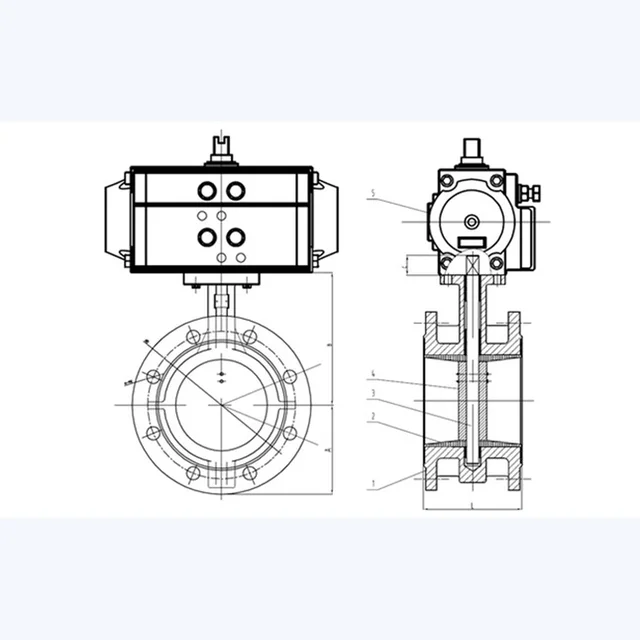 D641X-16Q Butterfly Valve technical drawing