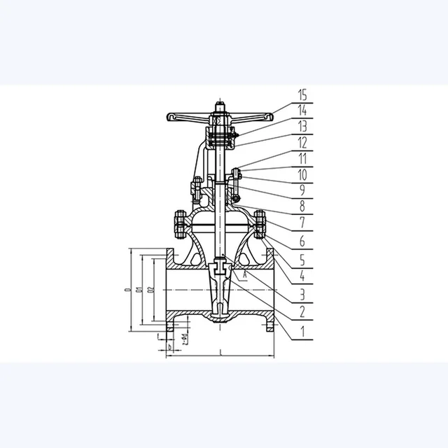 Z41W-16P Gate Valve technical drawing