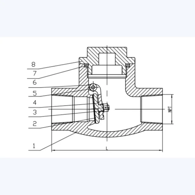 H14W-16P Check Valve technical drawing