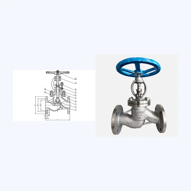 J41W-16P Globe Valve technical drawing