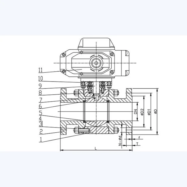 Q941F-16P Ball Valve technical drawing