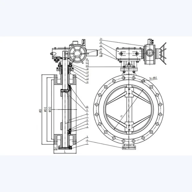 D943H Butterfly Valve technical drawing