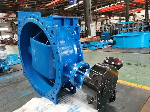 DN1400 worm gear ductile iron flange double offset butterfly valve application view